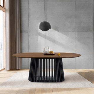 Pasadena 79 inch Solid Wood Oval Dining Table with Slatted Pedestal ...