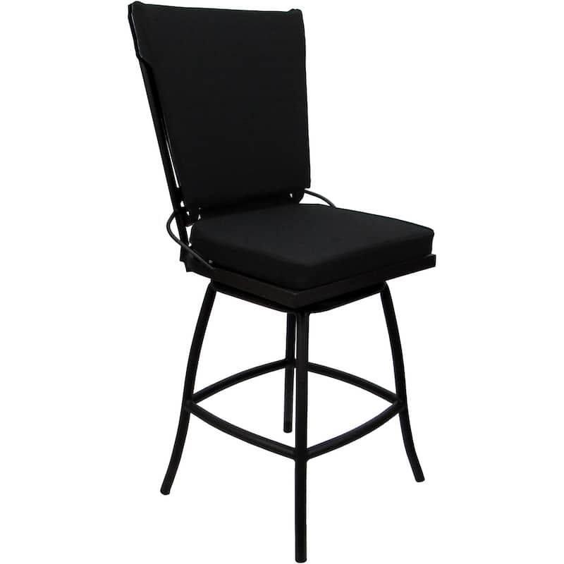Outdoor Bar Stool Counter 26" 30" Extra Tall 34" - Jamey without Arms - Black Linen - Black - Counter Height