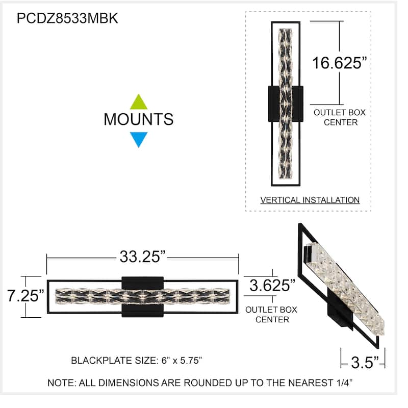 Dazzle Integrated LED Matte Black Bath Light with CCT Switch