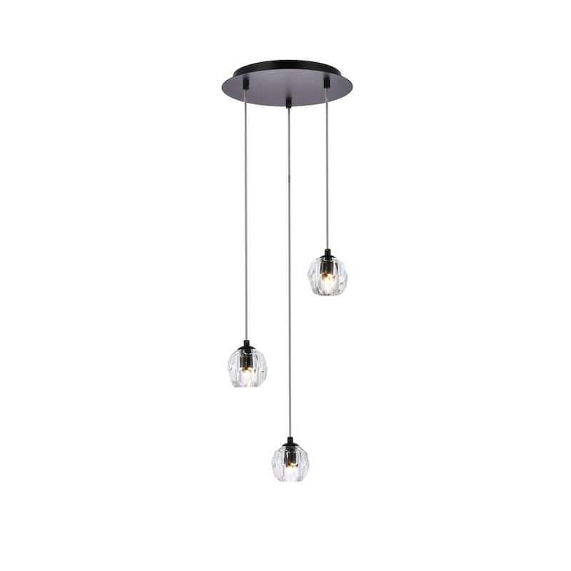Ella 12-Inch 3-Lights Pendant - N/A - Black