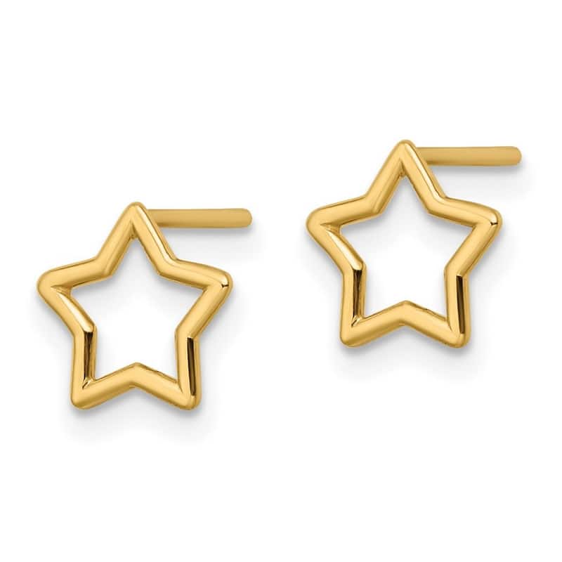 Curata 14k Yellow Gold 9mm Open Polished Star Stud Post Earrings