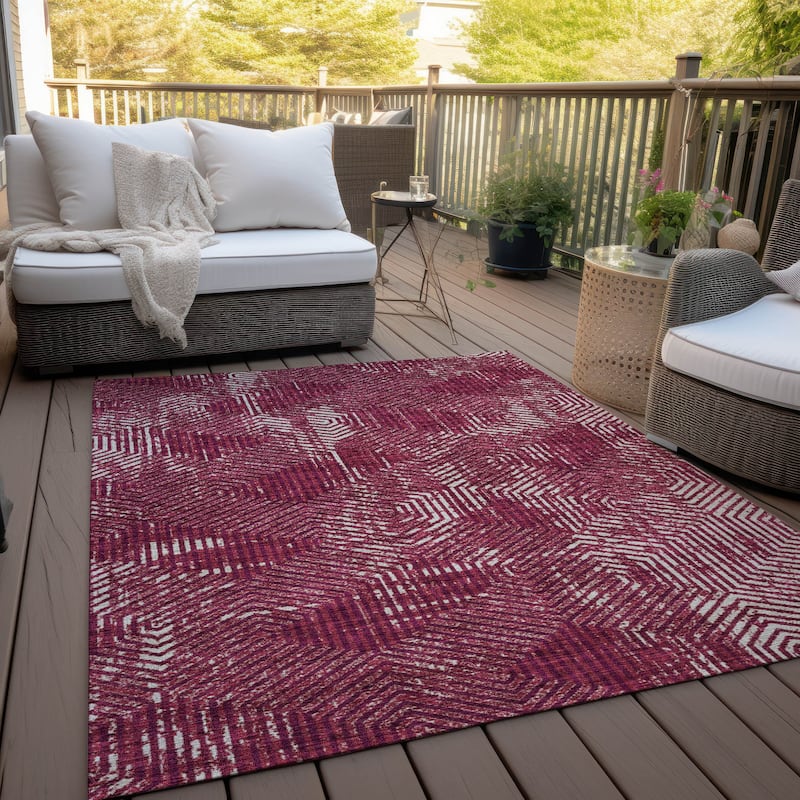 Machine Washable Indoor/ Outdoor Chantille Contemporary Maze Rug