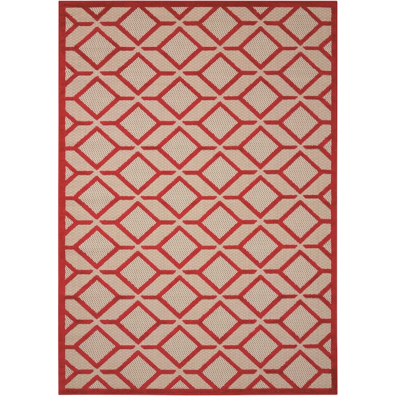Nourison Aloha Geometric Indoor/Outdoor Area Rug - 9'6" x 13' - Red