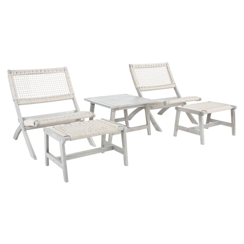 SAFAVIEH Lissy Acacia/ Rope Outdoor Chair & Table Set - 24W x 28D x 31H
