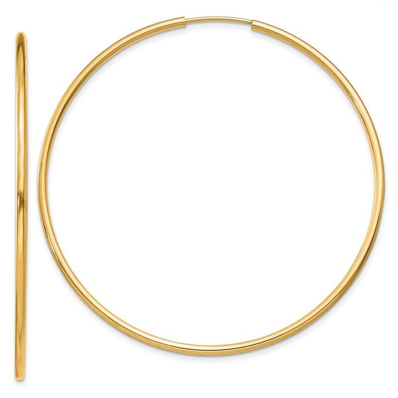 Curata 10k Yellow Gold 1.5mm Polished Round Endless Hoop Earrings -14mm - 51mm