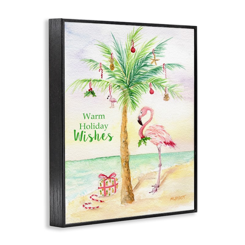 Stupell Tropical Flamingo Christmas Nautical Palm Tree Framed Wall Art - Multi-Color