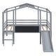 preview thumbnail 18 of 16, Twin Size Loft Bed with Ladder and Slide, House Bed with Blackboard and Light Strip on the Roof, White