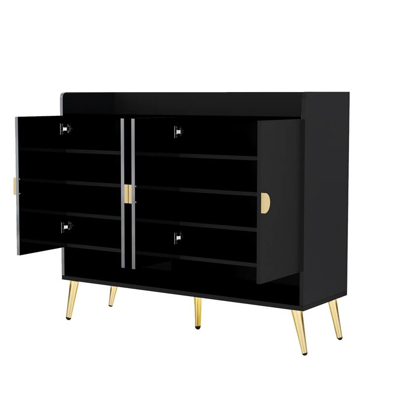 Shoe Cabinet with Doors, 11-Tier Shoe Storage Cabinet with Adjustable Shelves, Modern Wooden Shoes Shoe Storage Organizer