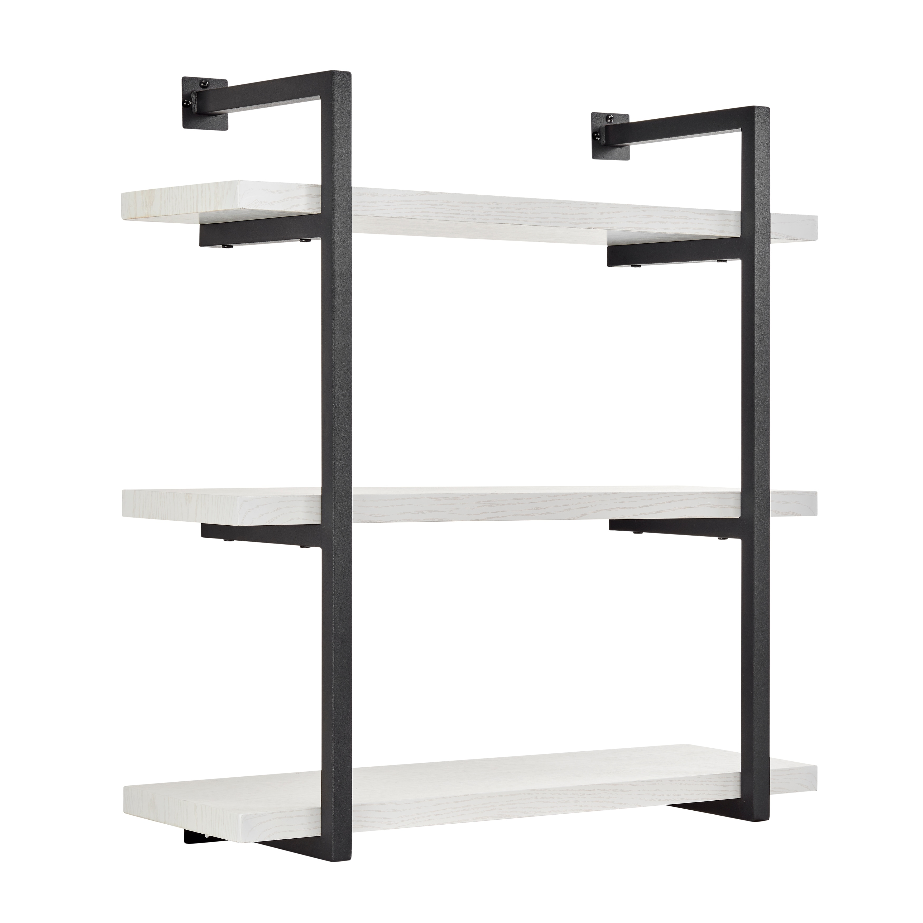 Modern 3-Tier Hanging Bracket Wall Shelves in Black Metal and White Bi –  Danya B.