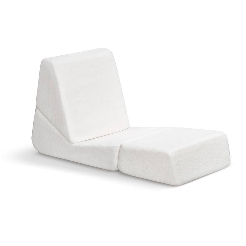 White 2-in-1 Toddler Sofa with Flip Open Lounger and Removable Washable Cover for Kids - 47.6” x 18” x 18”