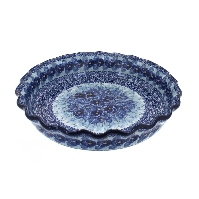 Blue Rose Polish Pottery 636 Ceramika Artystyczna Pie Plate