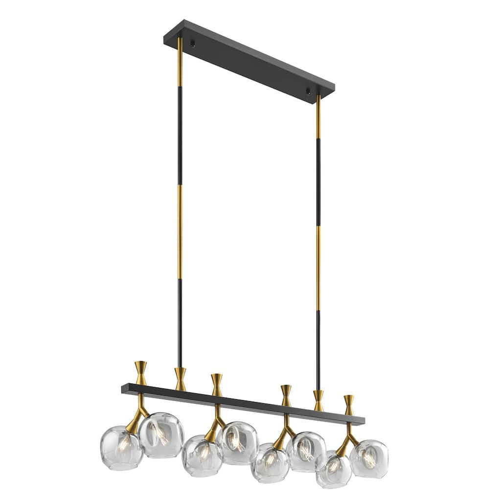 Sonder Rectangular Dimmable Gold and Black 8 Lights Chandelier with Smart Dimmer Included