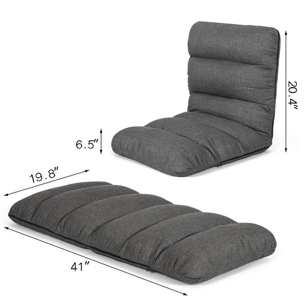 Adeco Adjustable Floor Chair Folding Gaming Sofa with Back Support
