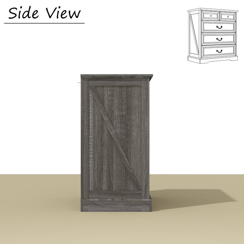 Farmhouse 5-Drawer Chest with Anti-Tip Device, Rustic Wooden Dresser for Bedroom, 36.3" Tall Storage Cabinet
