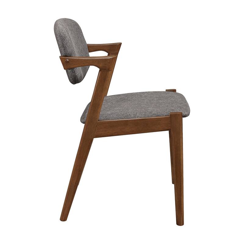Set of 2 Dining Side Chairs in Grey and Dark Walnut