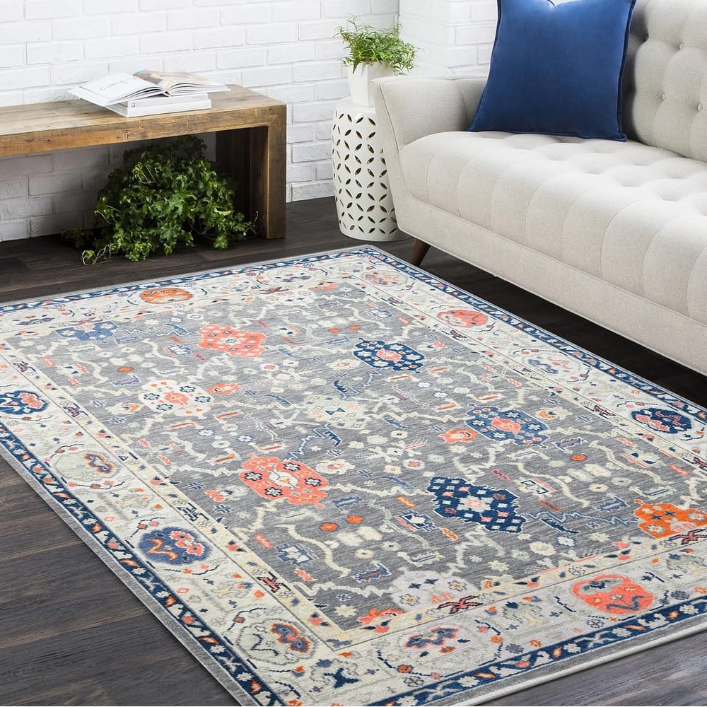 Contemporary Floral Light Gray Area Rug