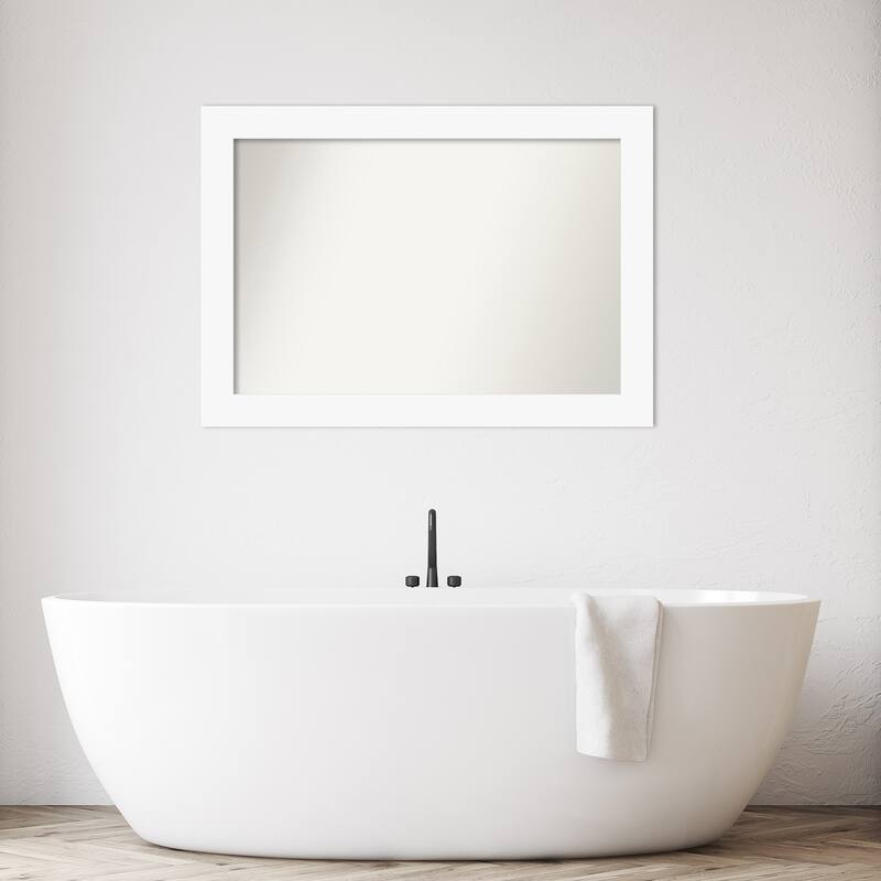 Basic Non-Beveled Wood Framed Bathroom Vanity Wall Mirror
