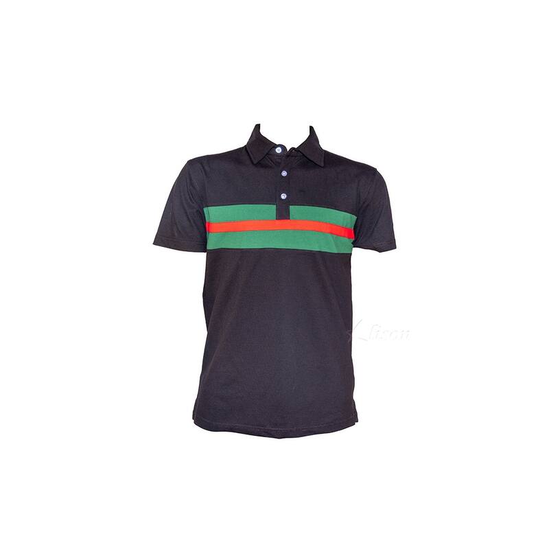 Hemingway Pilar Black w. Green & Red Stripes Regular Fit Polo Shirt by Alison Nautical