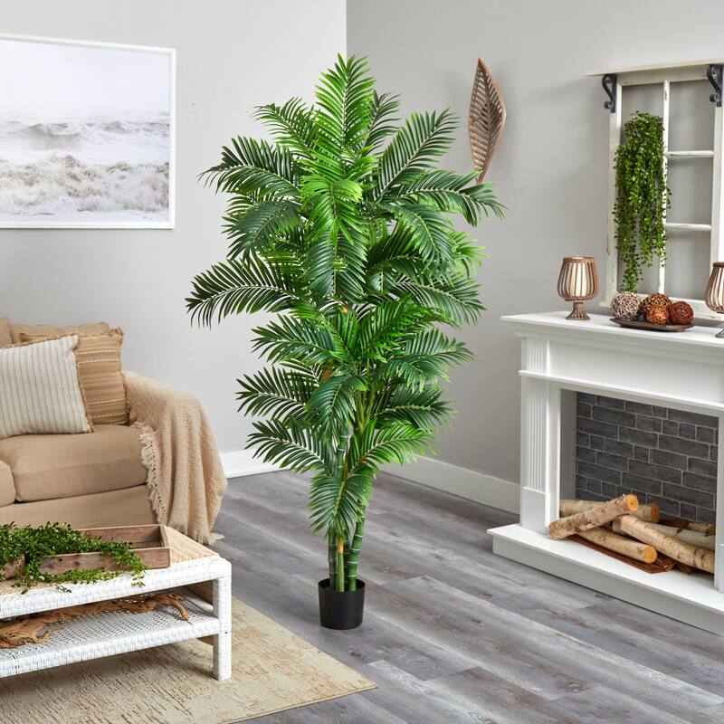 6-foot Silk Curvy Parlor Palm Tree - Green