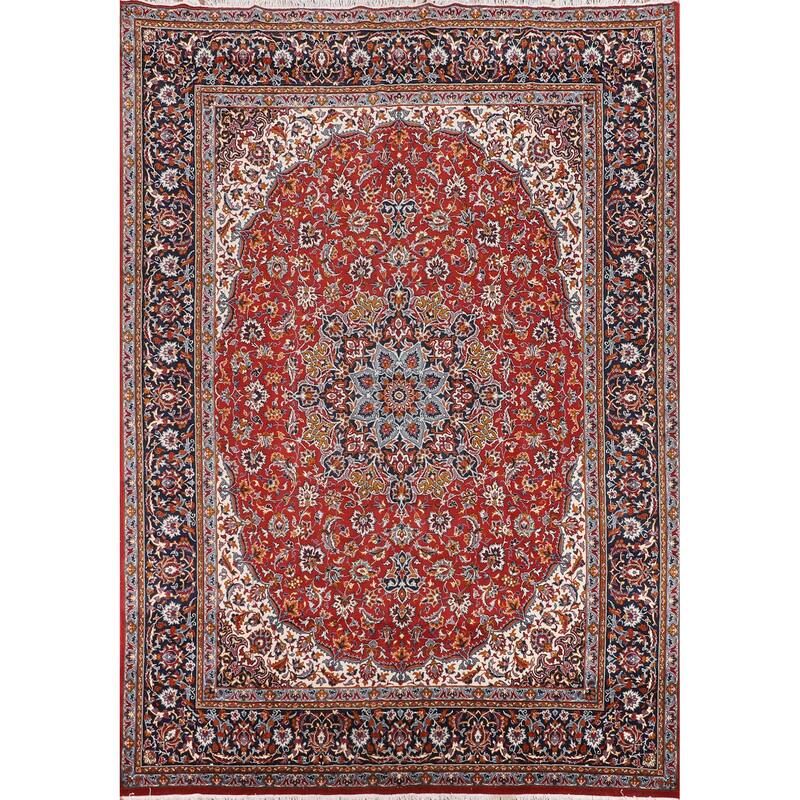 Floral Kashan Turkish Rug Dining Room Machine-Made Carpet - 9'10" x 12'8"