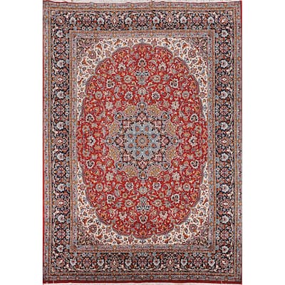 Floral Kashan Turkish Rug Dining Room Machine-Made Carpet - 9'10" x 12'8"