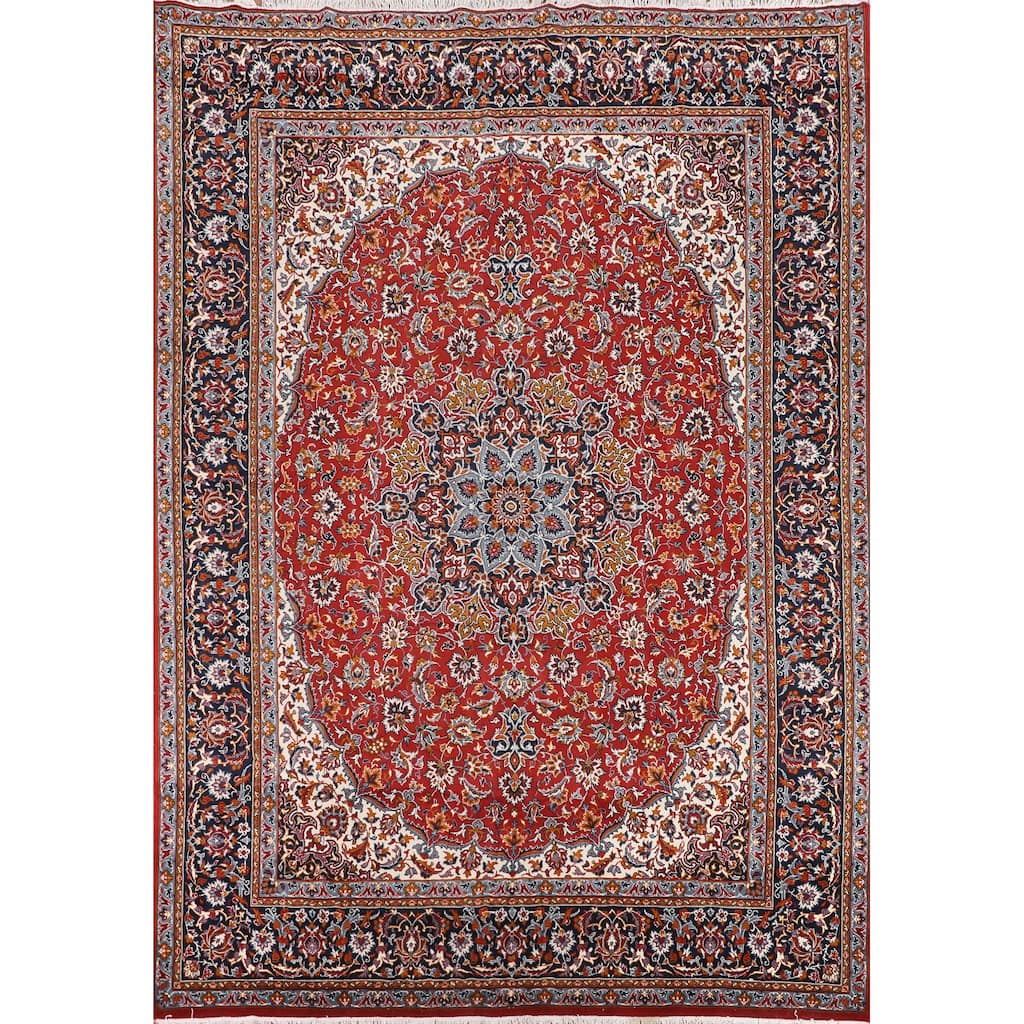 Floral Kashan Turkish Rug Dining Room Machine-Made Carpet - 9'10" x 12'8"