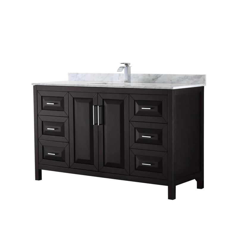 Wyndham Collection Daria 60" Free Standing Single Vanity Set with MDF - Dark Espresso / White Carrara Marble Top / - Espresso Finish