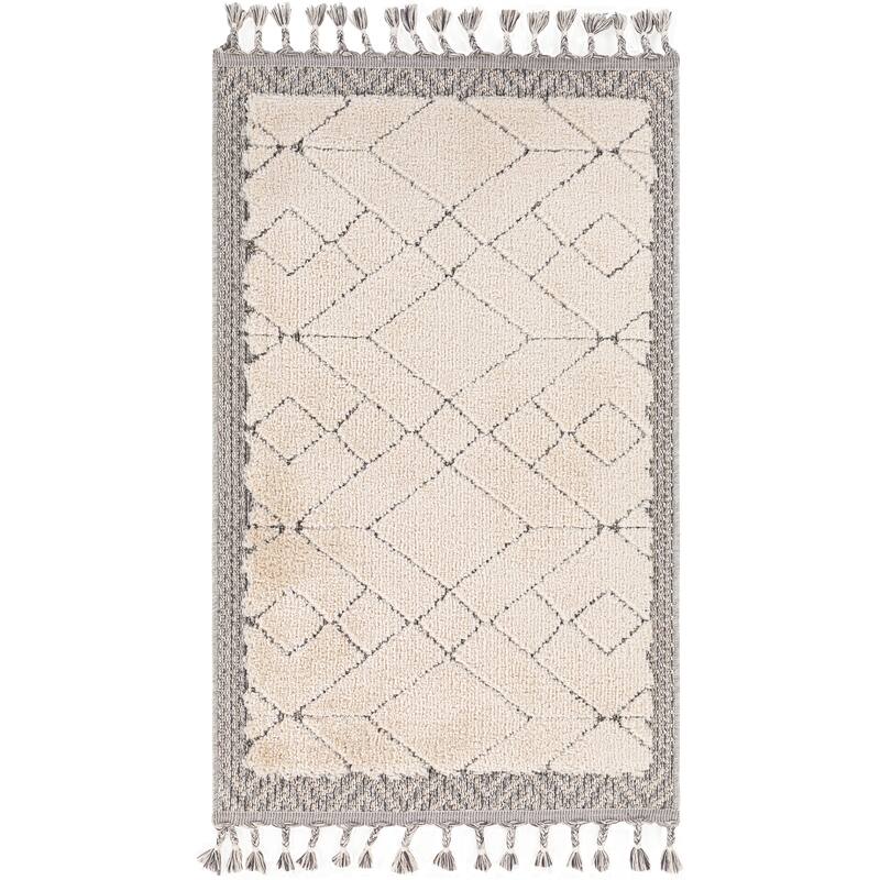 Livabliss Shoff Diamond Global Area Rug - Light Beige - 8' 2" x 10'