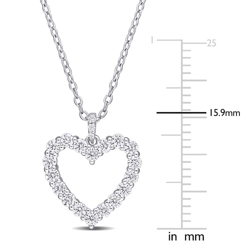 Miadora Sterling Silver 3/5ct TGW Created White Moissanite Heart Necklace