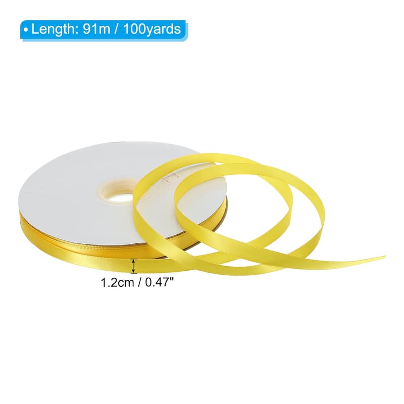 1/2" W x 100 Yards Polyester Satin Ribbon, for Craft - Yellow