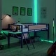 preview thumbnail 7 of 19, Single metal loft bed with rectangular desk, LED lights