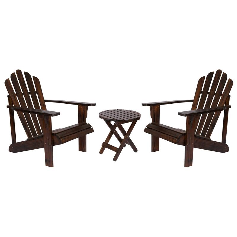 Remedy Wood Adirondack Chair and Folding Table Set - Torched