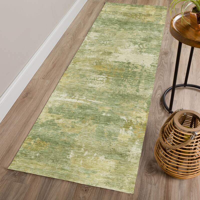 Machine Washable Indoor/ Outdoor Casual Ombre Chantille Rug
