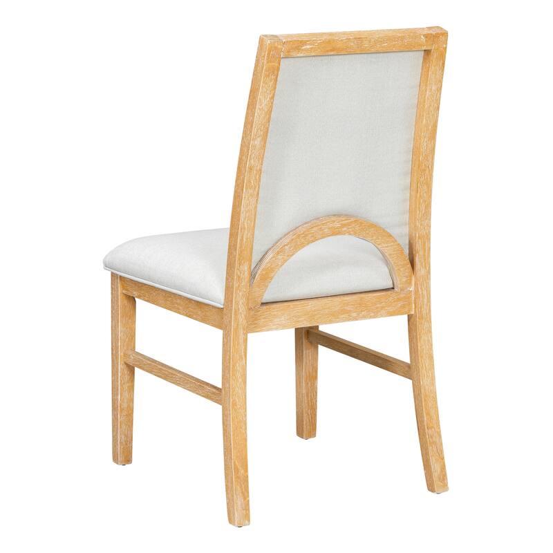 Solid Wood Extendable Round Dining Table Set for 4, Kitchen Table with Removable Leaf & Upholstered Chairs