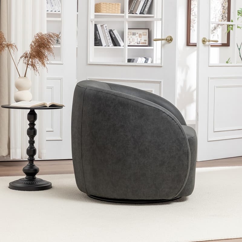 SEYNAR Modern Glam PU Leather 360 Degree Swivel Accent Armchair