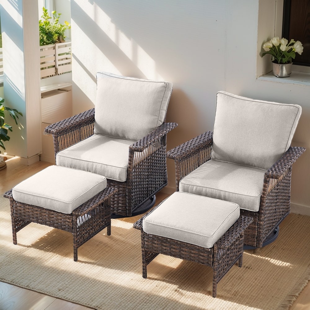 Gymojoy Patio Swivel Chair Ottoman set of 4