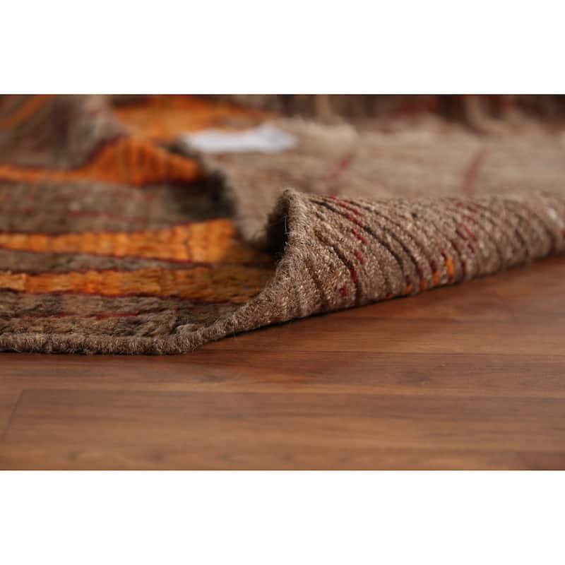 Brown Geometric Moroccan Oriental Area Rug Handmade Wool Carpet - 8'7" x 9'8"