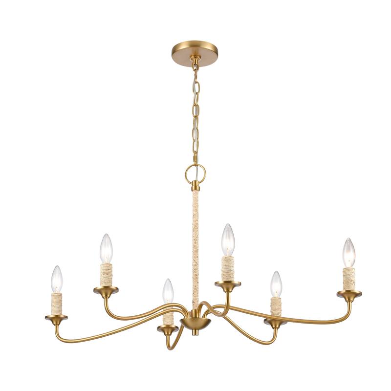 Elk Home Abaca Brushed Gold Finish 6 Light Chandelier