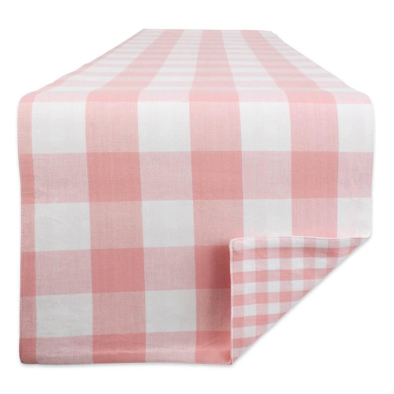 DII Pink & White Reversible Gingham Buffalo Check Table Runner - 14x72"