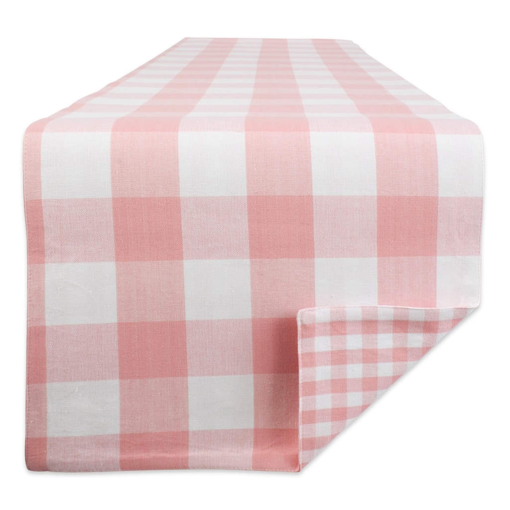 DII Pink & White Reversible Gingham Buffalo Check Table Runner