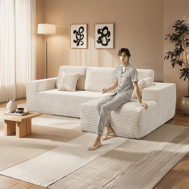 Indoor 108" Oversized Loveseat Sofa Lounge Chair with Fluffy Comfy Cloud Couch - 1 Set