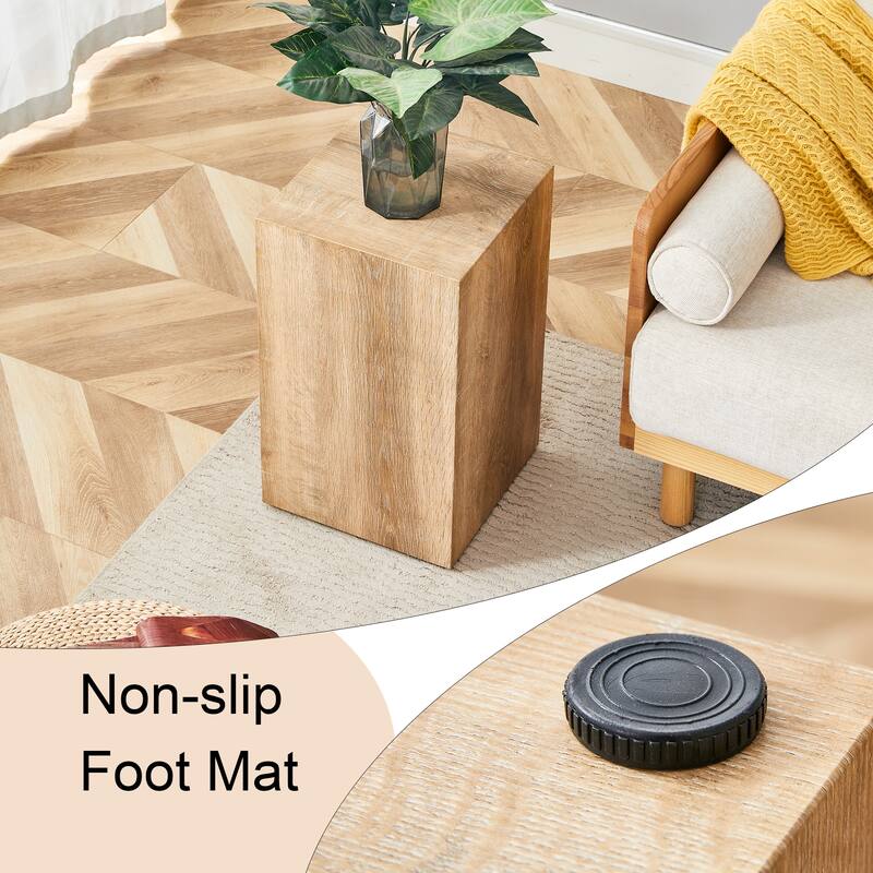 Roomfitters MDF Coffee Table with Light Wood Texture, 12"x12"x19.6" Modern Minimalist Design for Compact Spaces, Natural