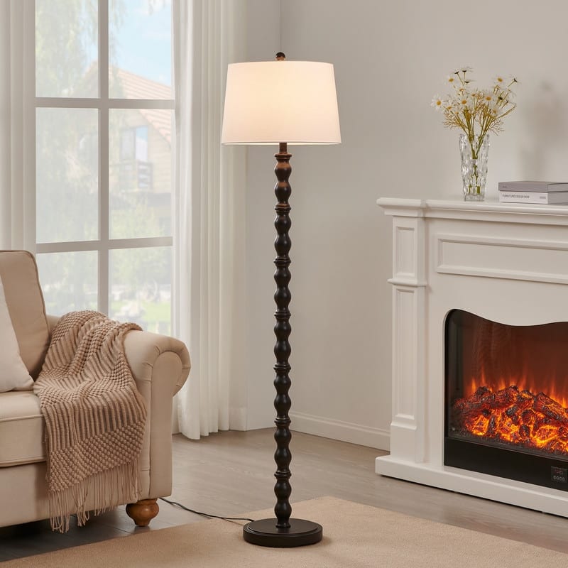 KAWOTI 60.25'' Black Standard Floor Lamp with Drum Shade