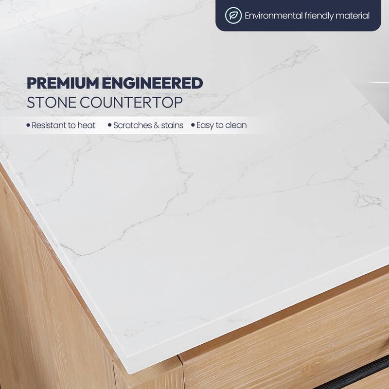 San Single Bath Vanity with Composite Stone Top and Mirror