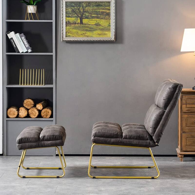 Mcombo Accent Chair with Ottoman, Lounge Sofa Couch,4013