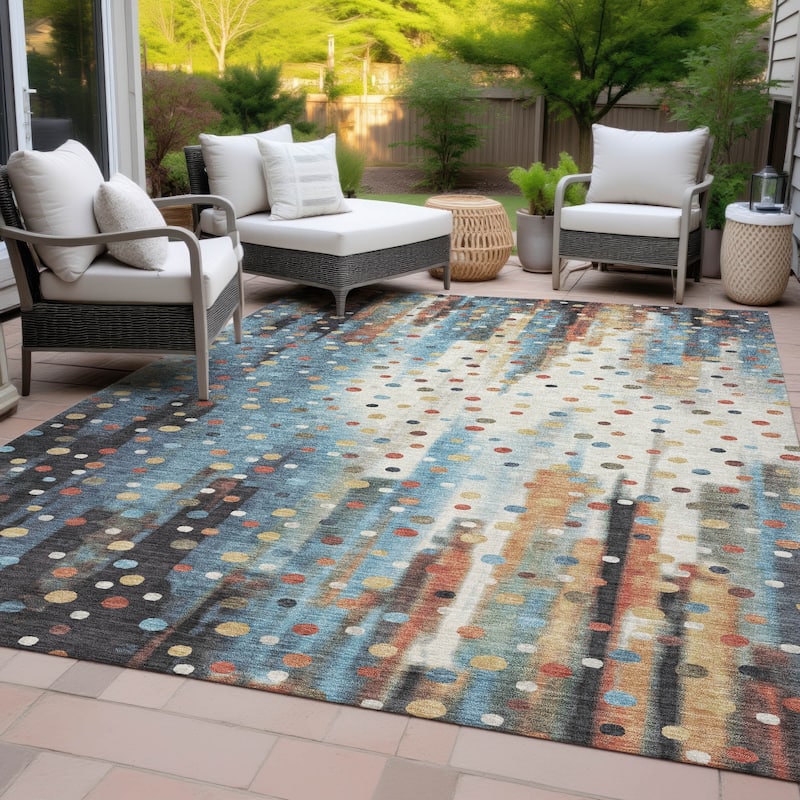 Machine Washable Indoor/Outdoor Modern Confetti Chantille Rug