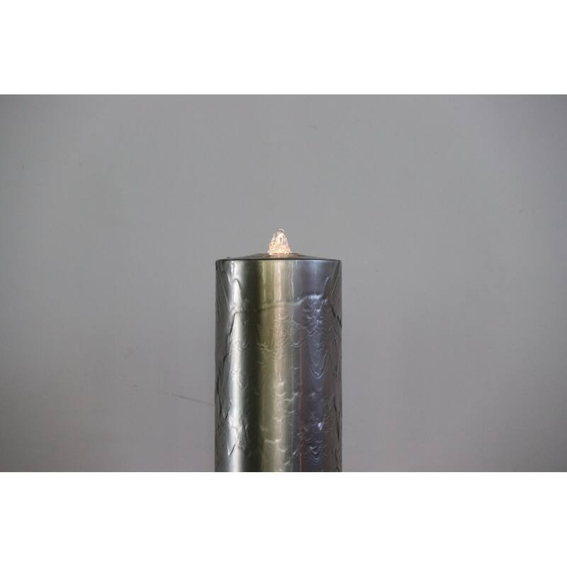 LED Lighted Steel Pillar Outdoor Garden Water Fountain - 46.46"