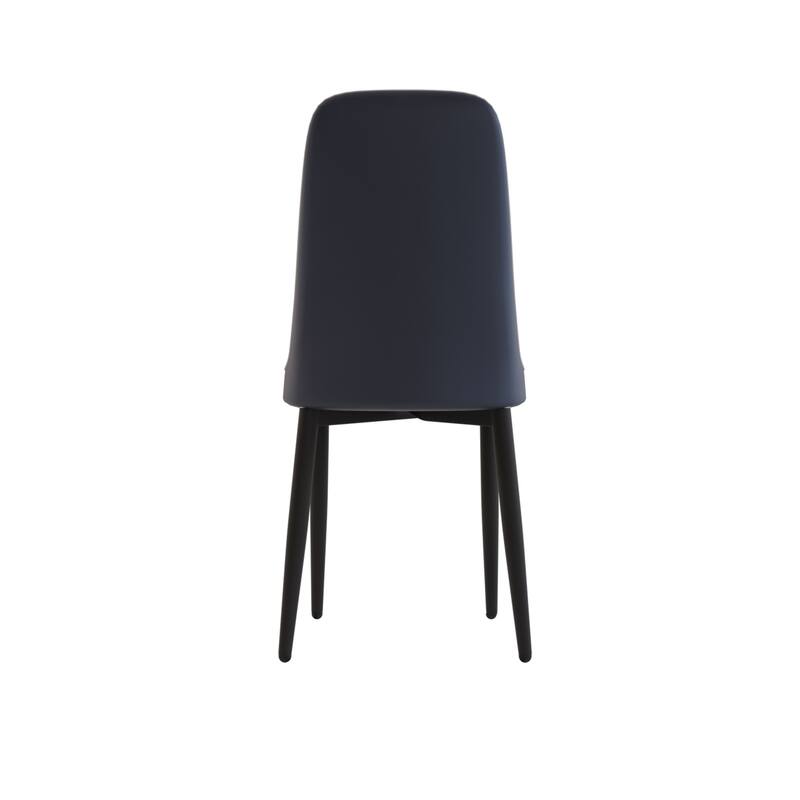 Modern Grey Dining Chair Made of High-Quality PU Leather Fabric w/ Thick Soft Cushions & Black Metal leg
