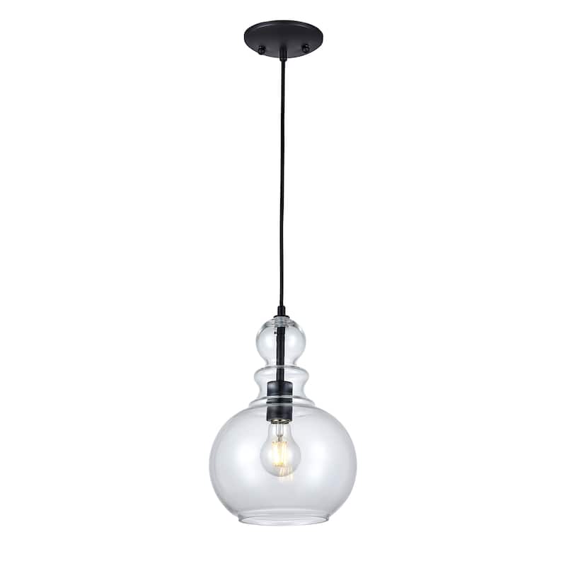 1 Light Pendant with clear glass - Oil Rubbed Bronze - 11.5"H x 8.5"W x 8.5"D