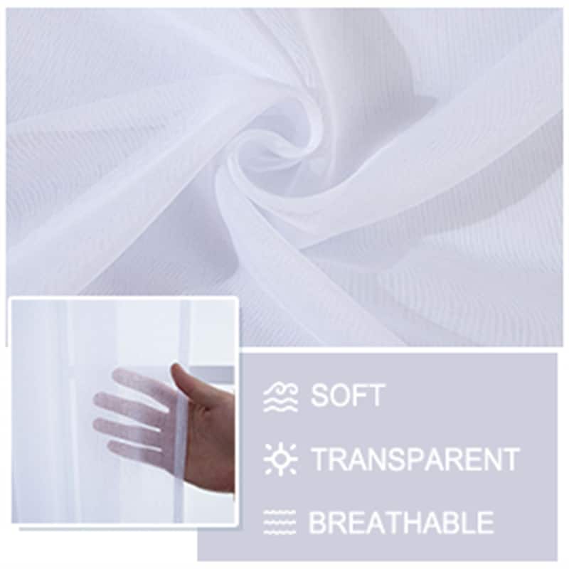 Topfinel Solid Grommet Sheer Window Curtains Faux Linen (Set of 2)